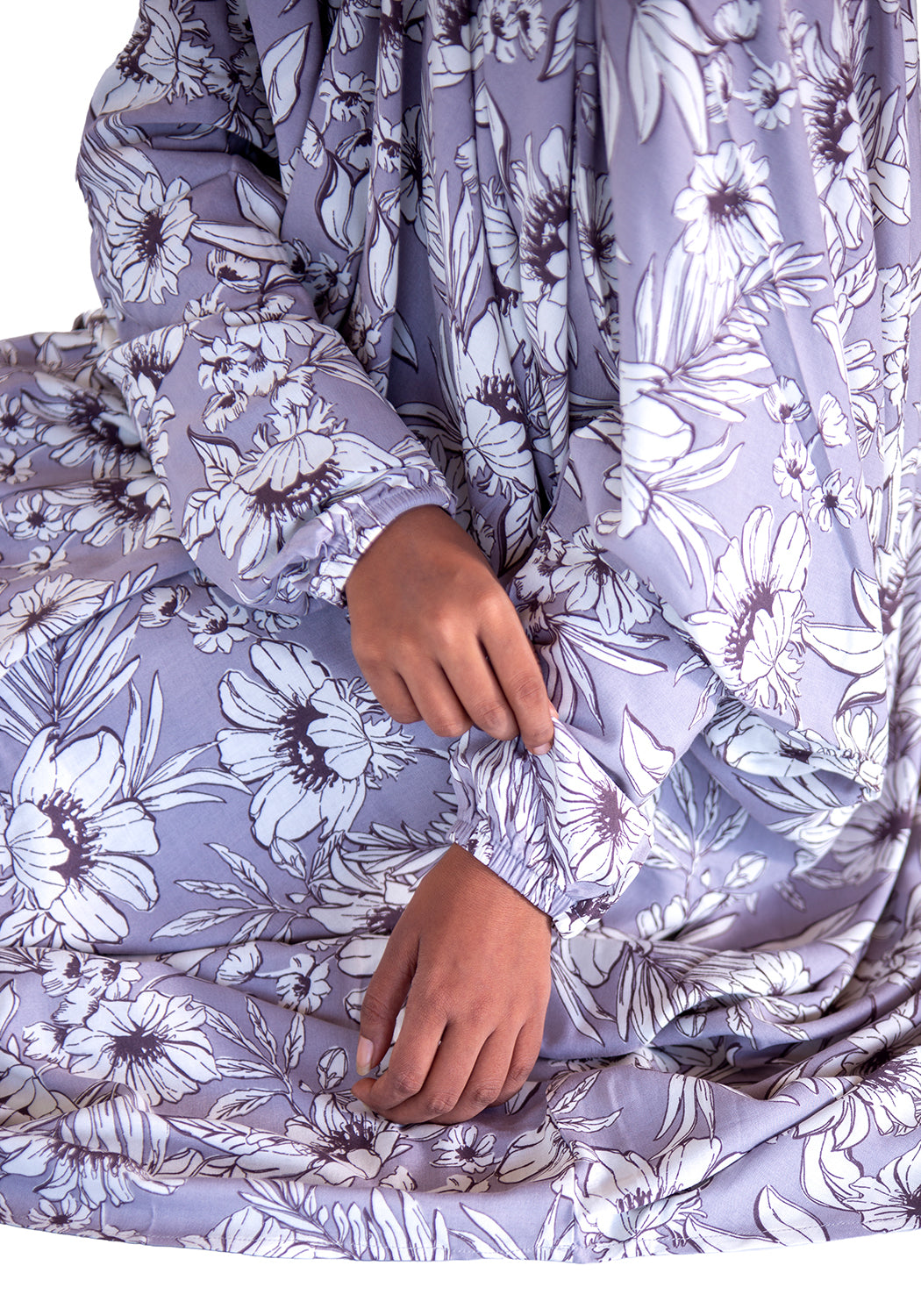 Printed Namaz Chadar - Light Grey