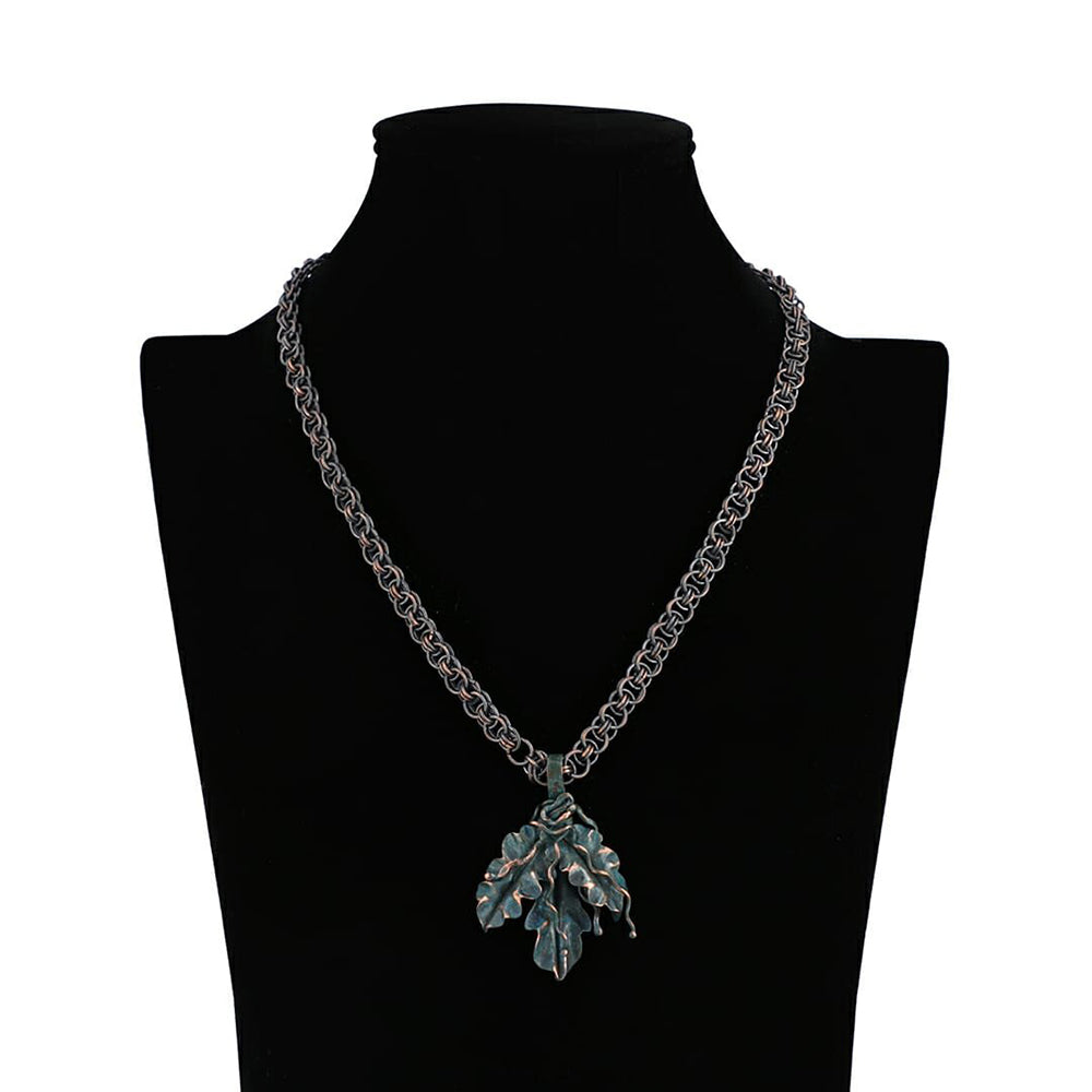 Stone wire wrapped oxidized pendant