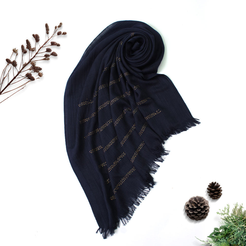 Turkish Stone Hijab - Navy Blue