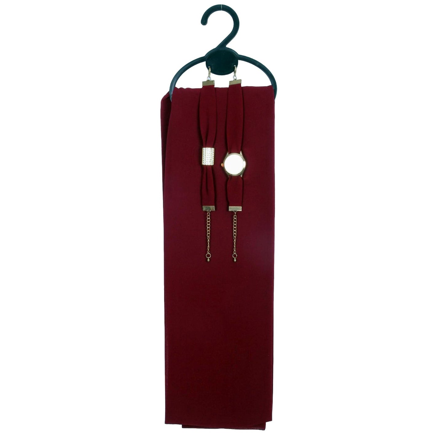 Hijab, Watch & Bracelet Matching Set - Maroon
