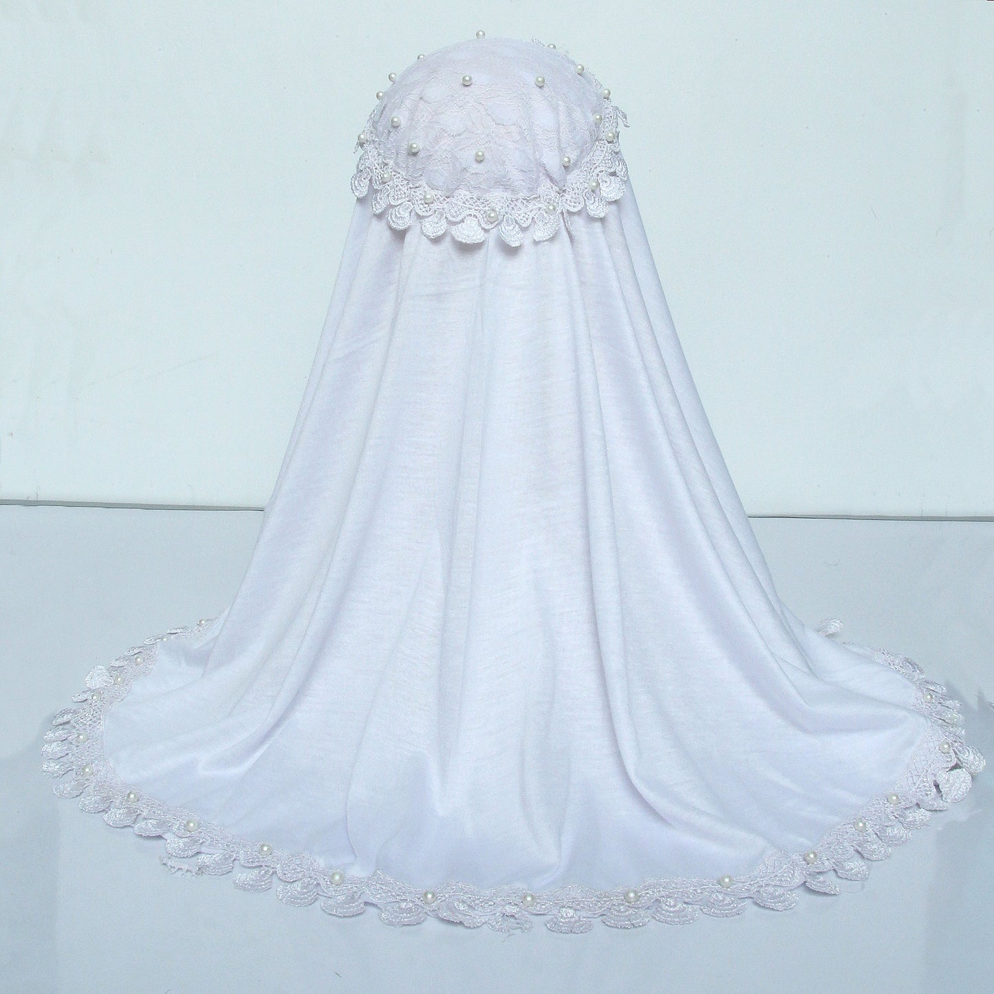Kids Makhna Lace Hijab - White