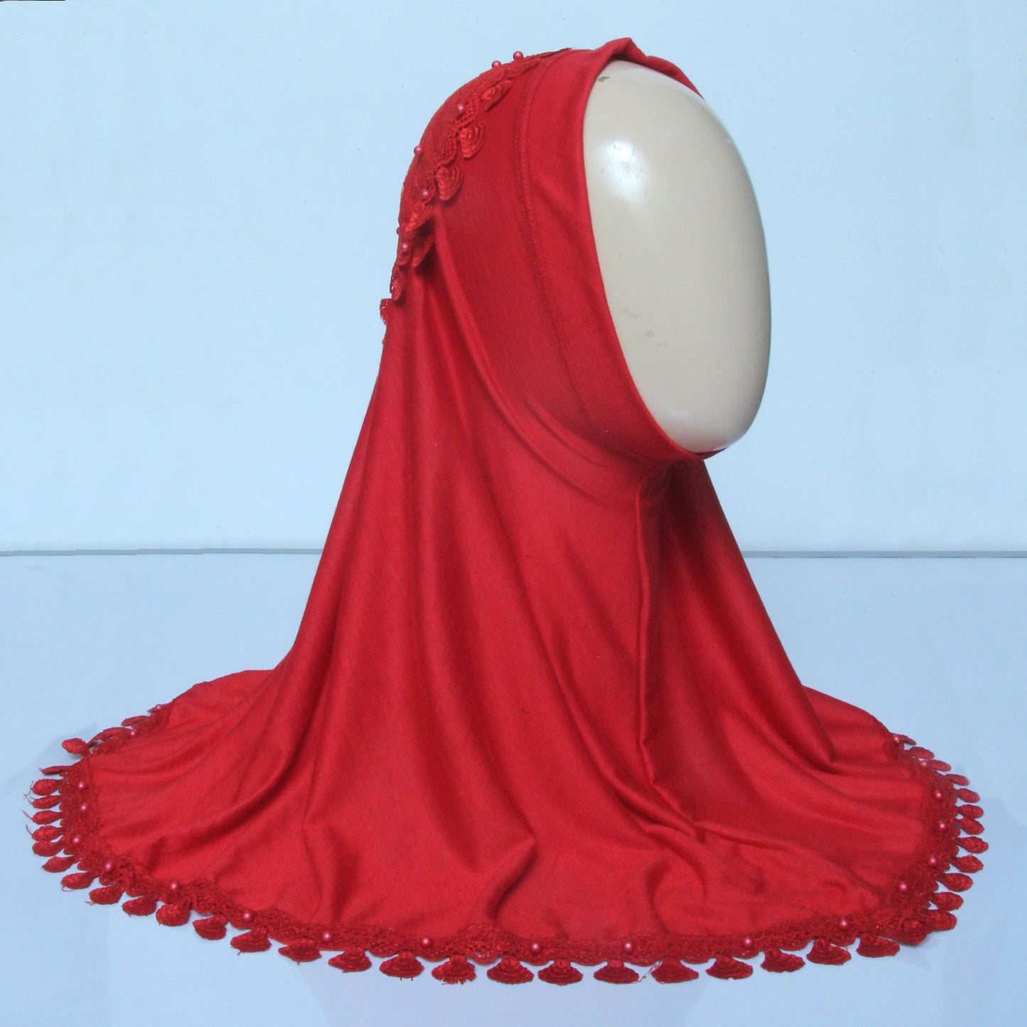 Kids Makhna Lace Hijab - Red