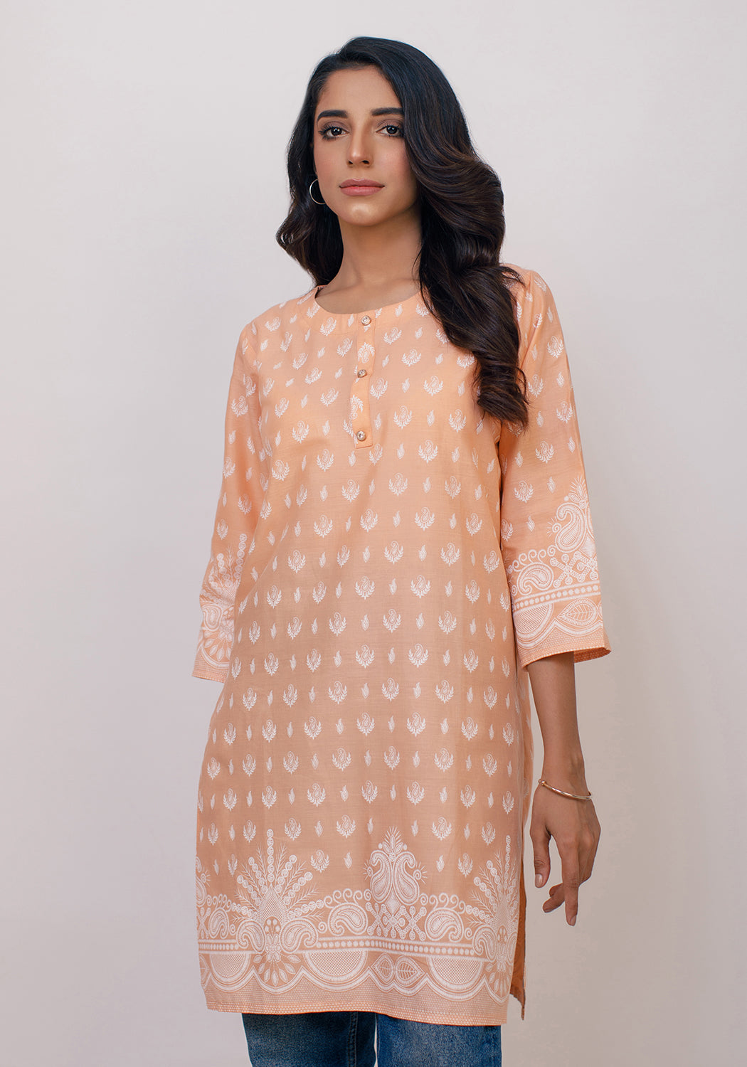 Arzoo Peach Lawn Kurti