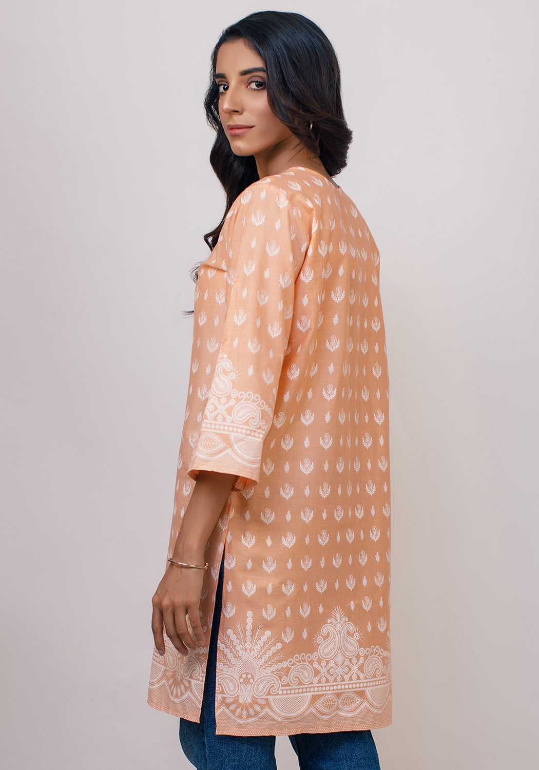 Arzoo Peach Lawn Kurti