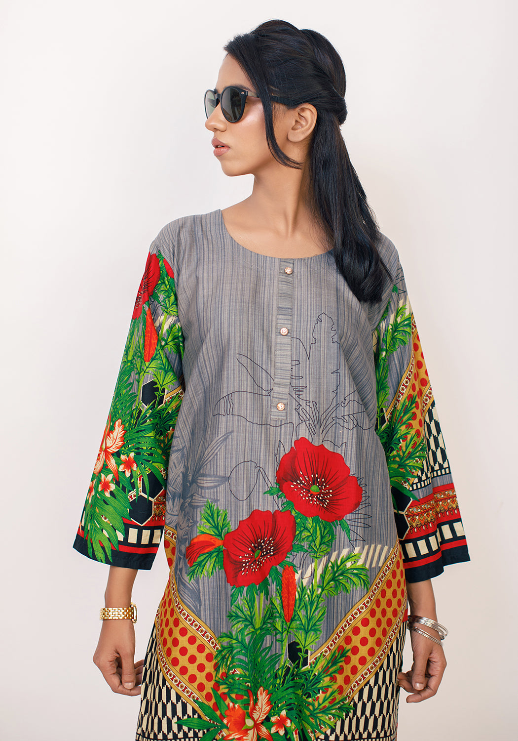 Arzoo Grey Lawn Kurti