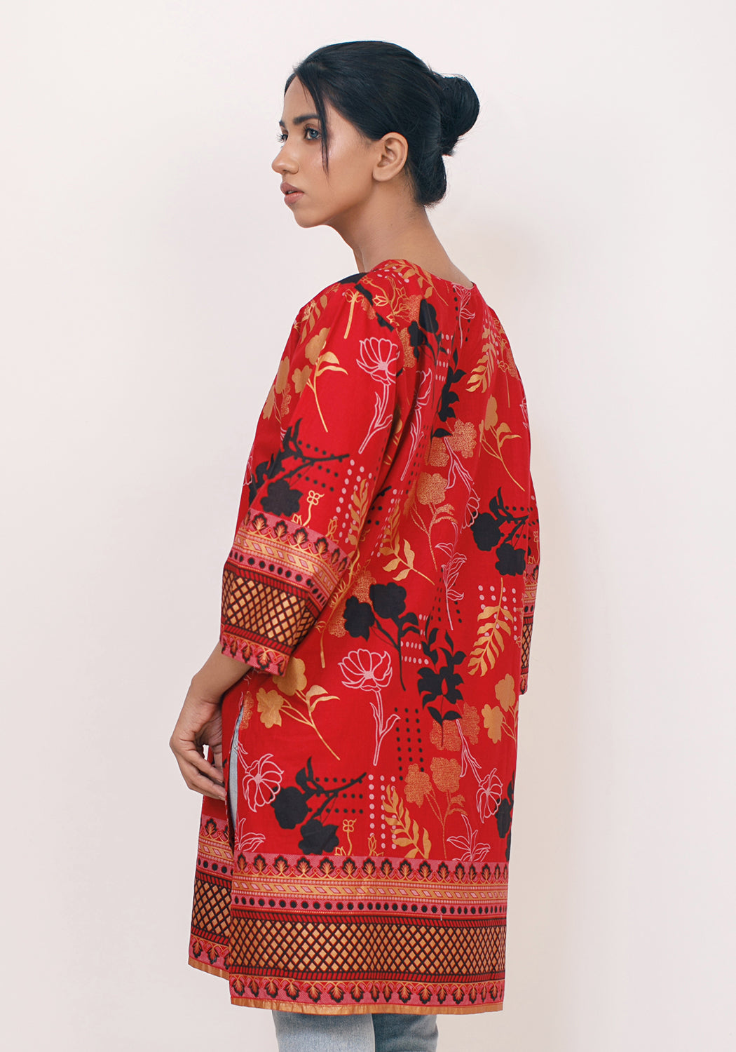 Arzoo Red and Black Lawn Kurti