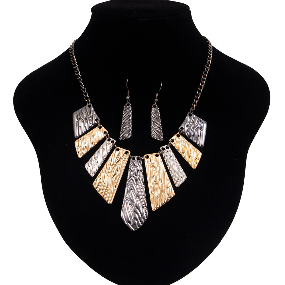 Gun metal and Gold Necklace with earrings