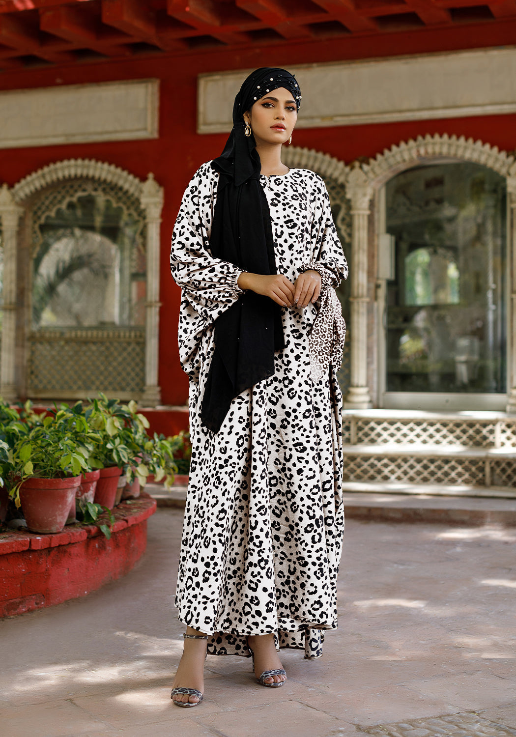 Cheetah Print Georgette Maxi Abaya