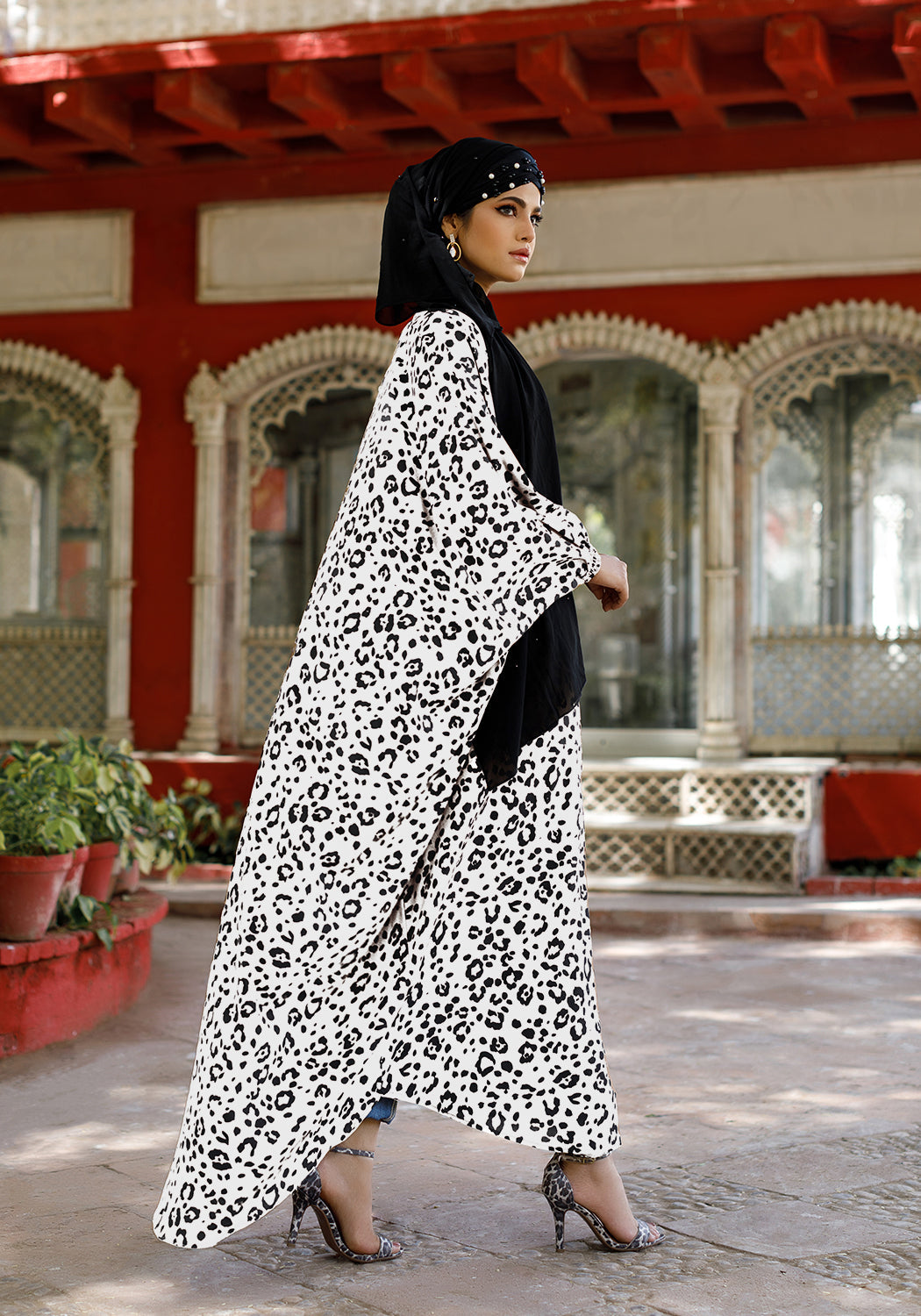 Cheetah Print Georgette Maxi Abaya