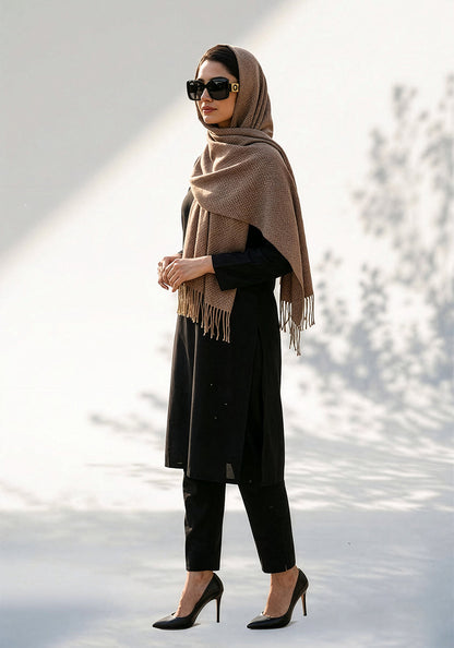 ZigZag Cashmere Hijab - Beige