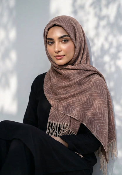 Palm Leaf Cashmere Hijab - Peanut
