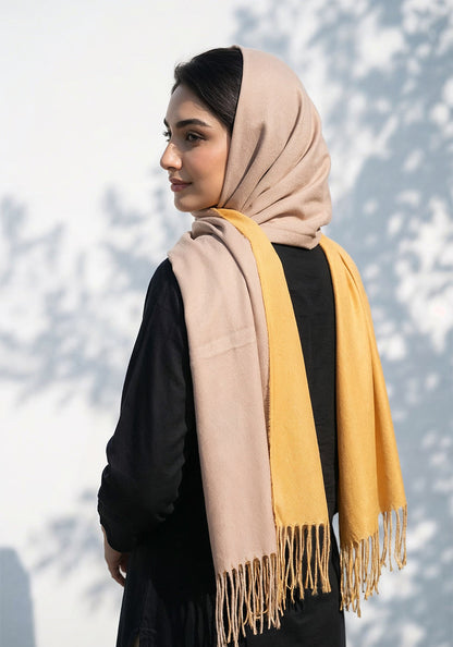 Dual Cashmere Hijab - Yellow - Fawn