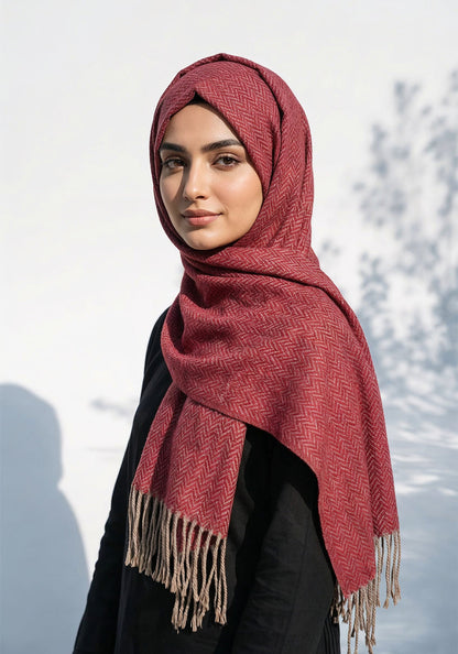 ZigZag Cashmere Hijab - Maroon