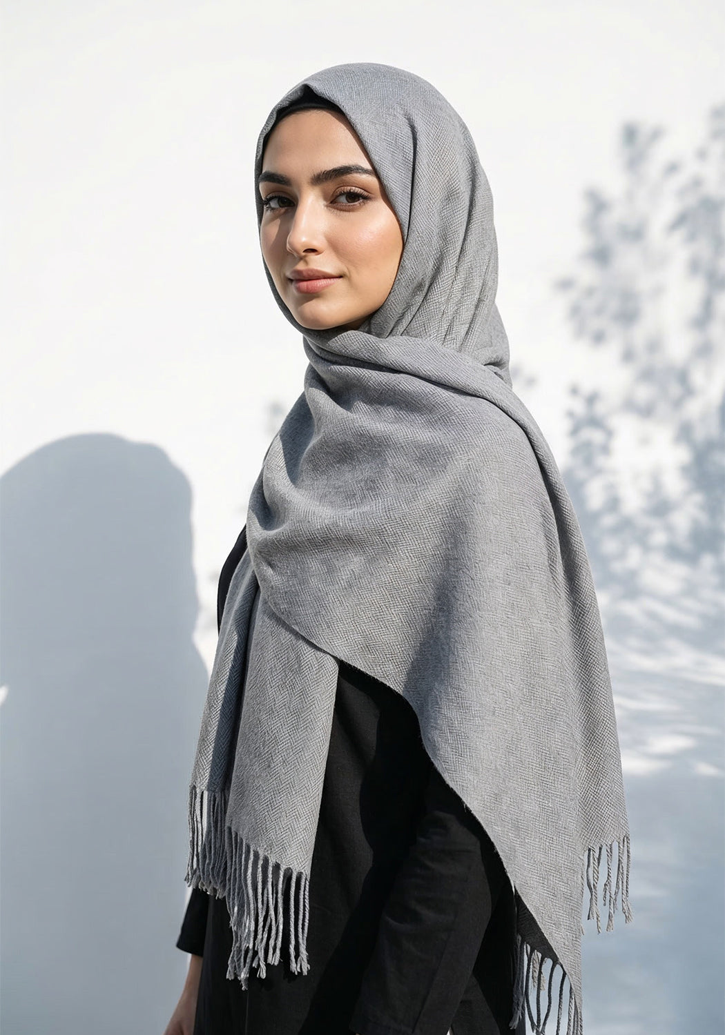ZigZag Cashmere Hijab - Grey