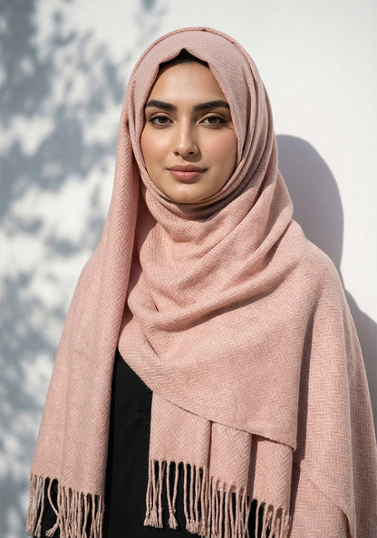 ZigZag Cashmere Hijab - Peach