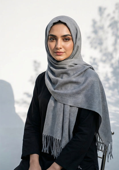 ZigZag Cashmere Hijab - Grey