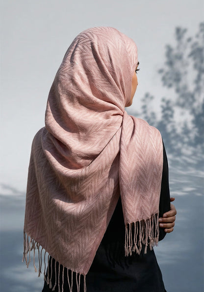 Palm Leaf Cashmere Hijab - Peach