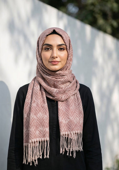 Palm Leaf Cashmere Hijab - Peanut