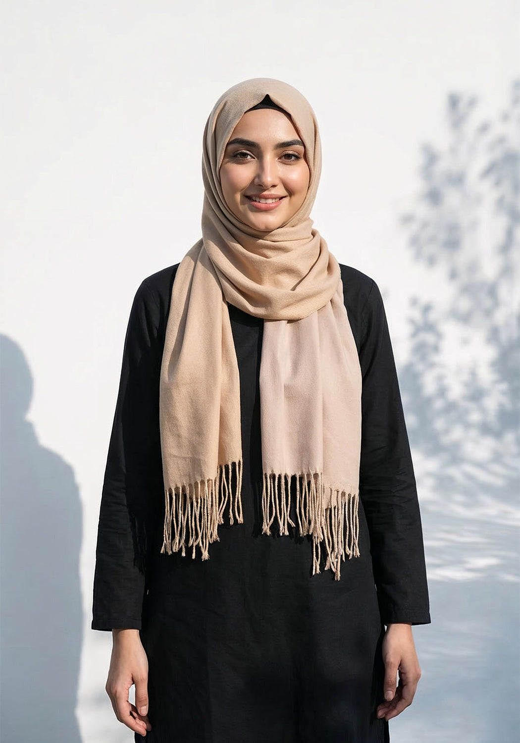 Dual Cashmere Hijab - Sand - Cream