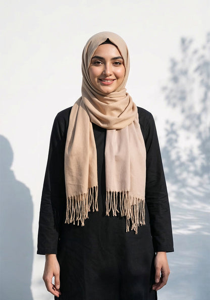 Dual Cashmere Hijab - Sand - Cream
