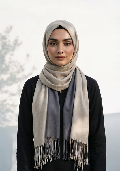 Dual Cashmere Hijab - Grey - hazel