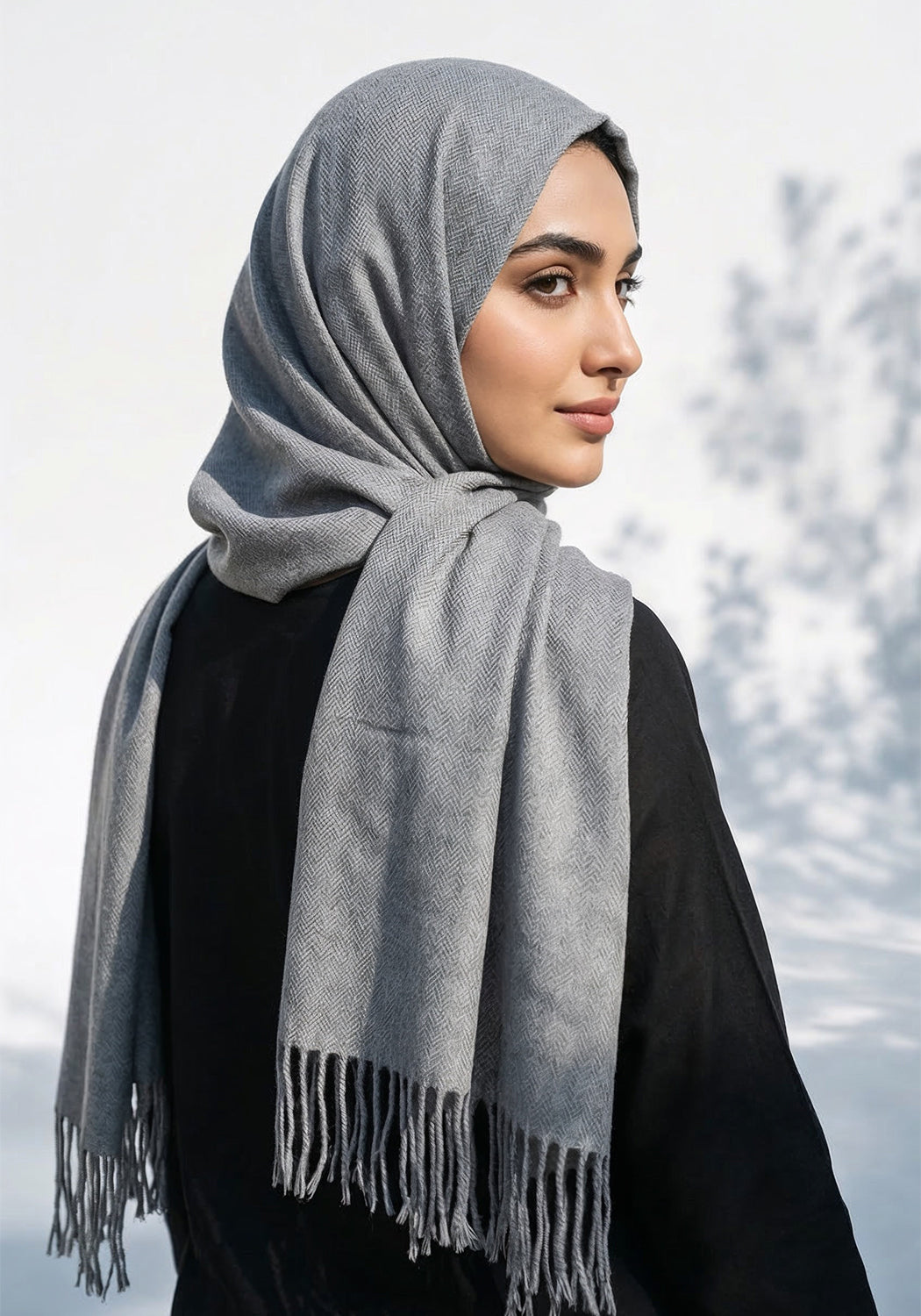 ZigZag Cashmere Hijab - Grey