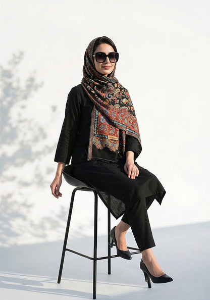 Kani handwoven Hijab - Red Black