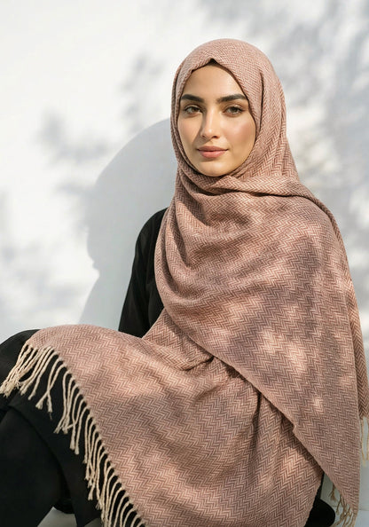 ZigZag Cashmere Hijab - Peanut