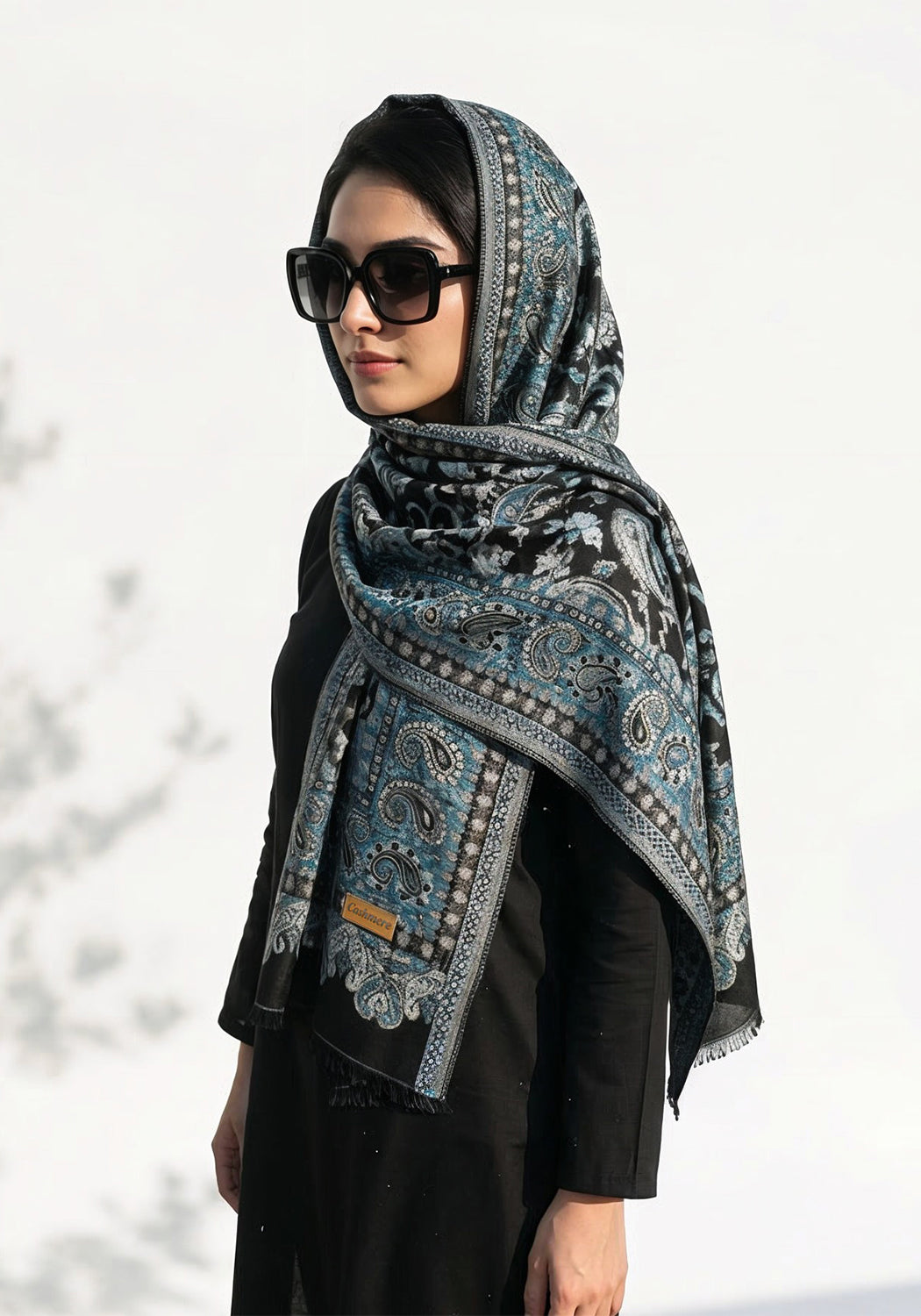 Kani handwoven Hijab - Teal Black