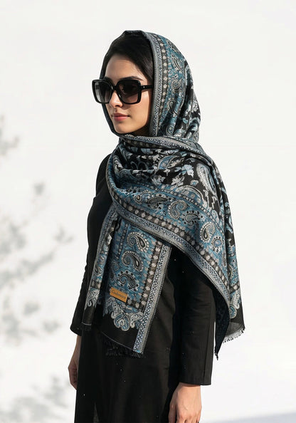 Kani handwoven Hijab - Teal Black