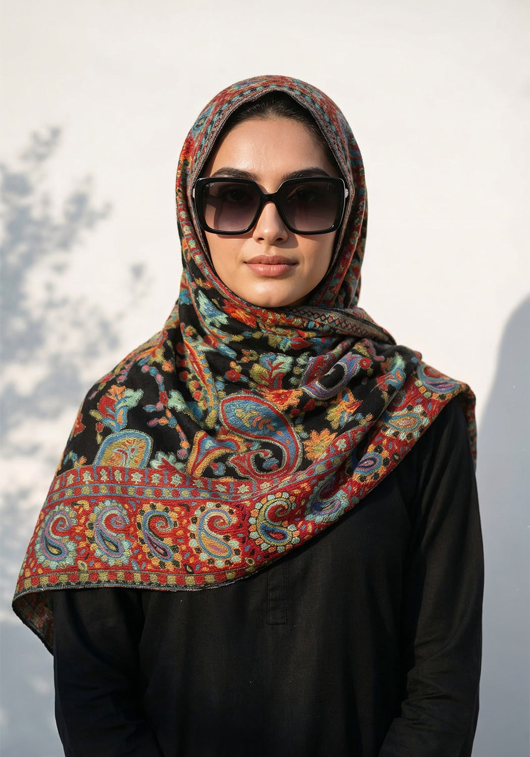 Kani handwoven Hijab - Red Black