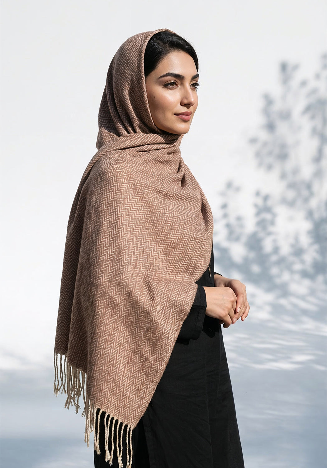 ZigZag Cashmere Hijab - Peanut