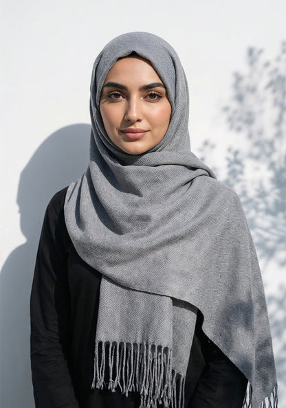 ZigZag Cashmere Hijab - Grey
