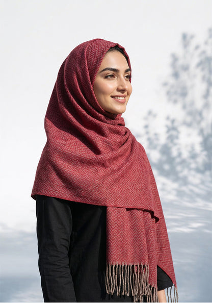ZigZag Cashmere Hijab - Maroon