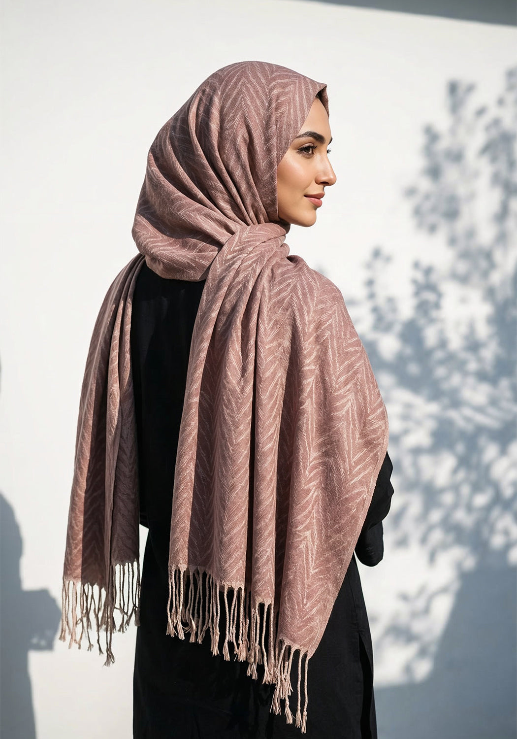 Palm Leaf Cashmere Hijab - Peanut