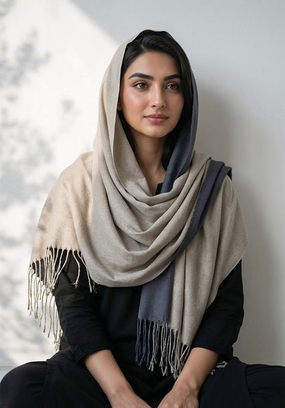 Dual Cashmere Hijab - Grey - hazel