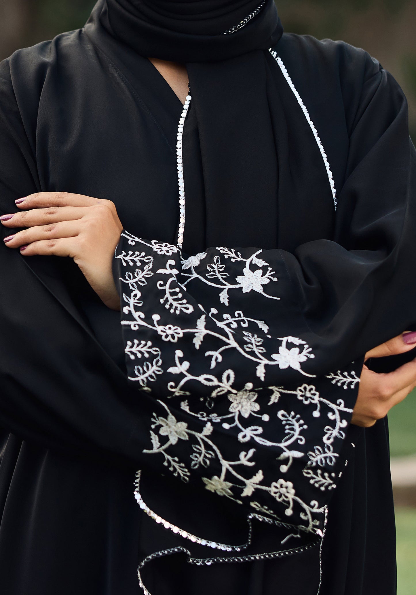 Black Sleeves Embroidery Abaya | The Classic Edits