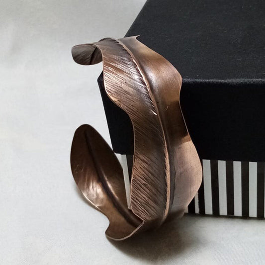 Bracelet fold formed forged & hand pierced oxidized