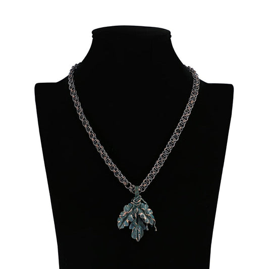 Stone wire wrapped oxidized pendant