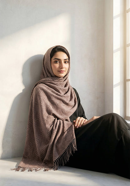 Palm Leaf Cashmere Hijab - Coffee