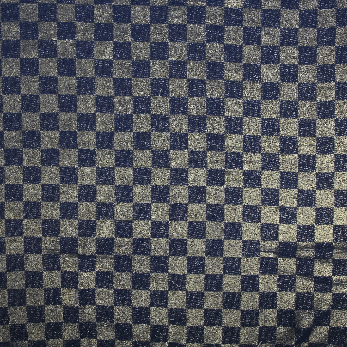 Chiffon Check Foil-Navy Blue
