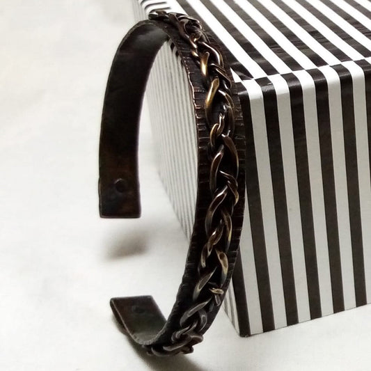 Braded forged bracelet oxidized