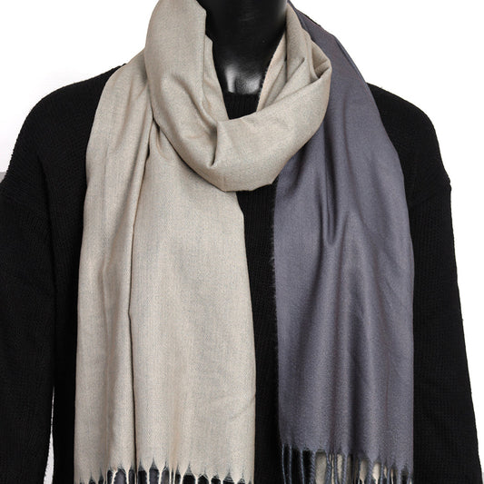Dual Cashmere Hijab - Grey - hazel