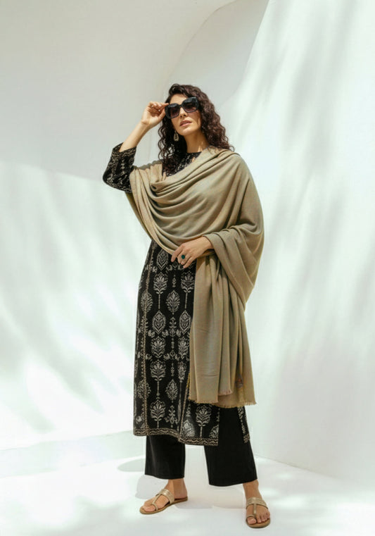 Woolen Cashmere Shawl-Fawn