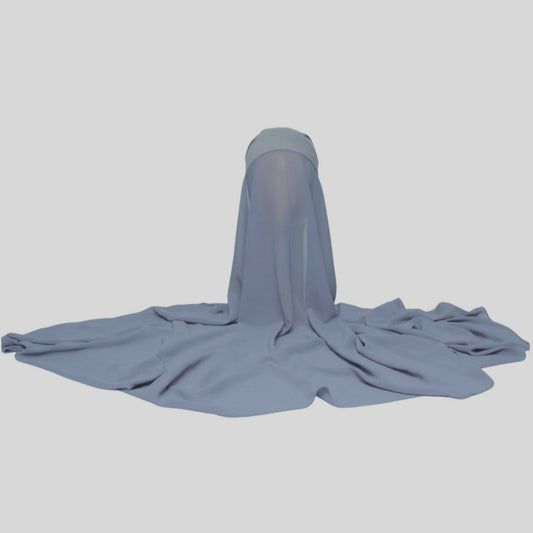 Chiffon Hijab With Cap-Grey