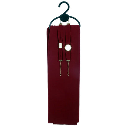 Hijab, Watch & Bracelet Matching Set - Maroon