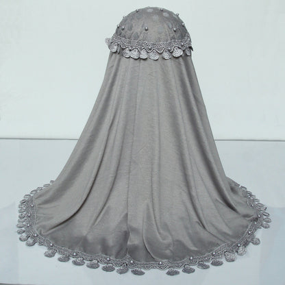 Kids Makhna Lace Hijab - Grey