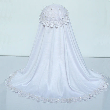 Kids Makhna Lace Hijab - White