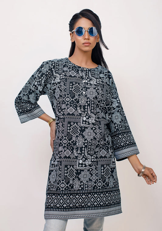 Arzoo Black and White Lawn Kurti