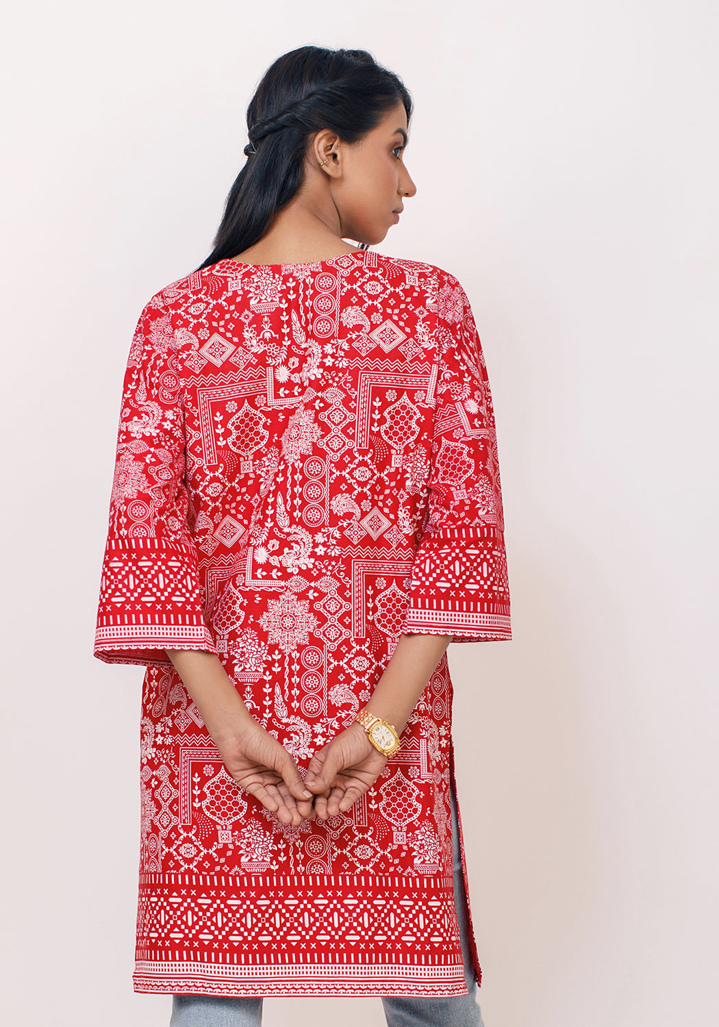 Arzoo Red and White Lawn Kurti